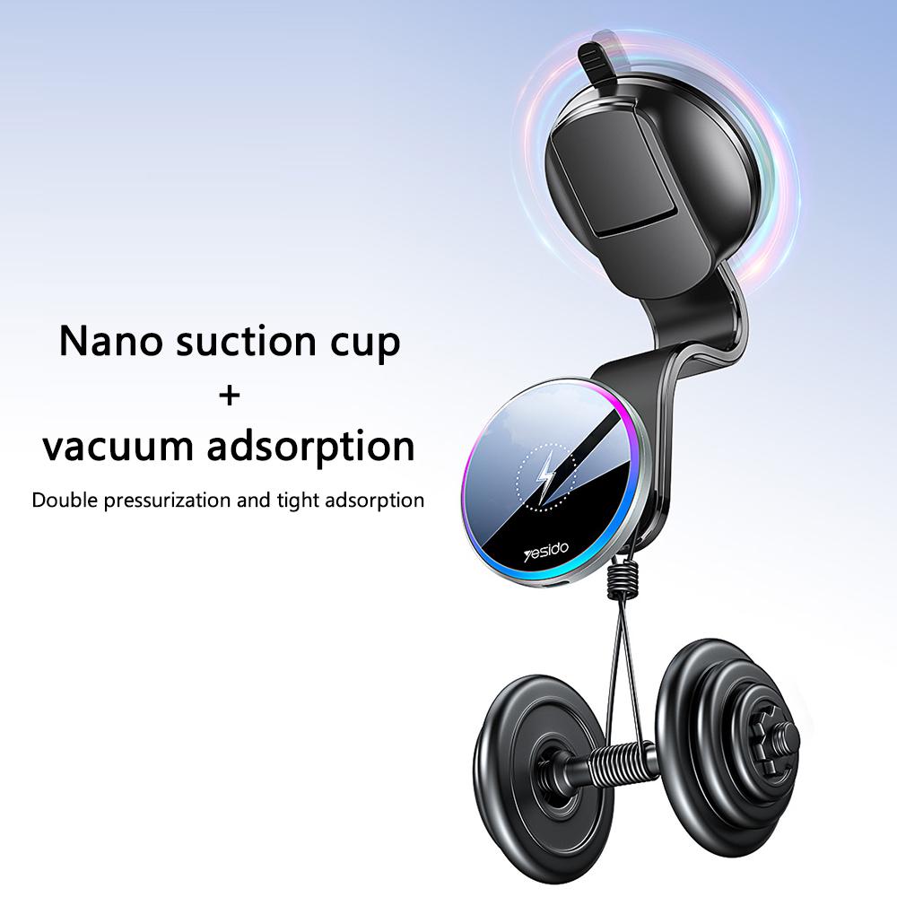 YESIDO C292 15W Magnetic Wireless Charger Cellphone Holder Bracket with Ambient Light