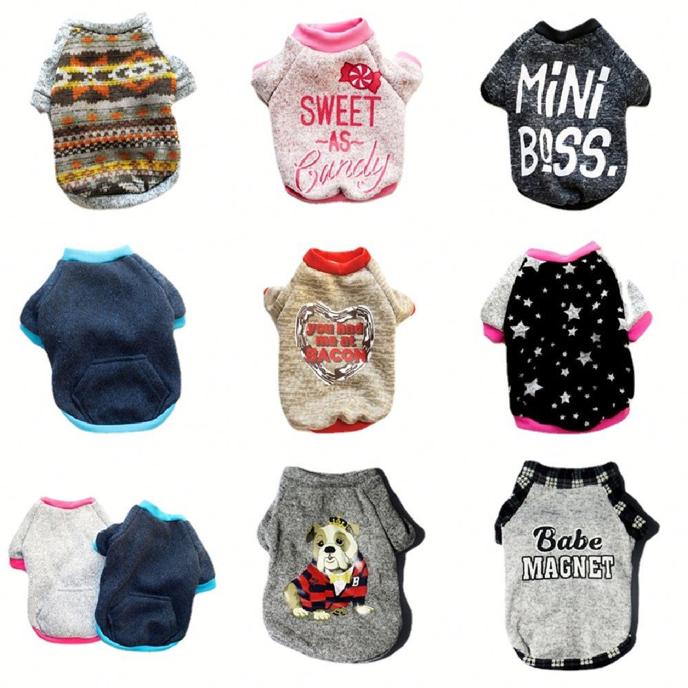 Custom Printing Pet Clothes Winter Warm Thickening Hoodie Cotton Knitted Dog Sweater
