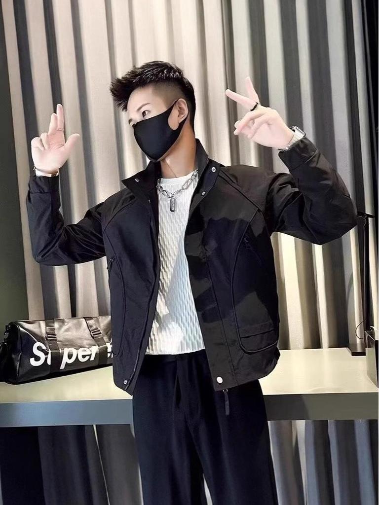 Men's Trendy Stand Collar Workwear Jacket - Cool & Casual Spring/Autumn Outerwear