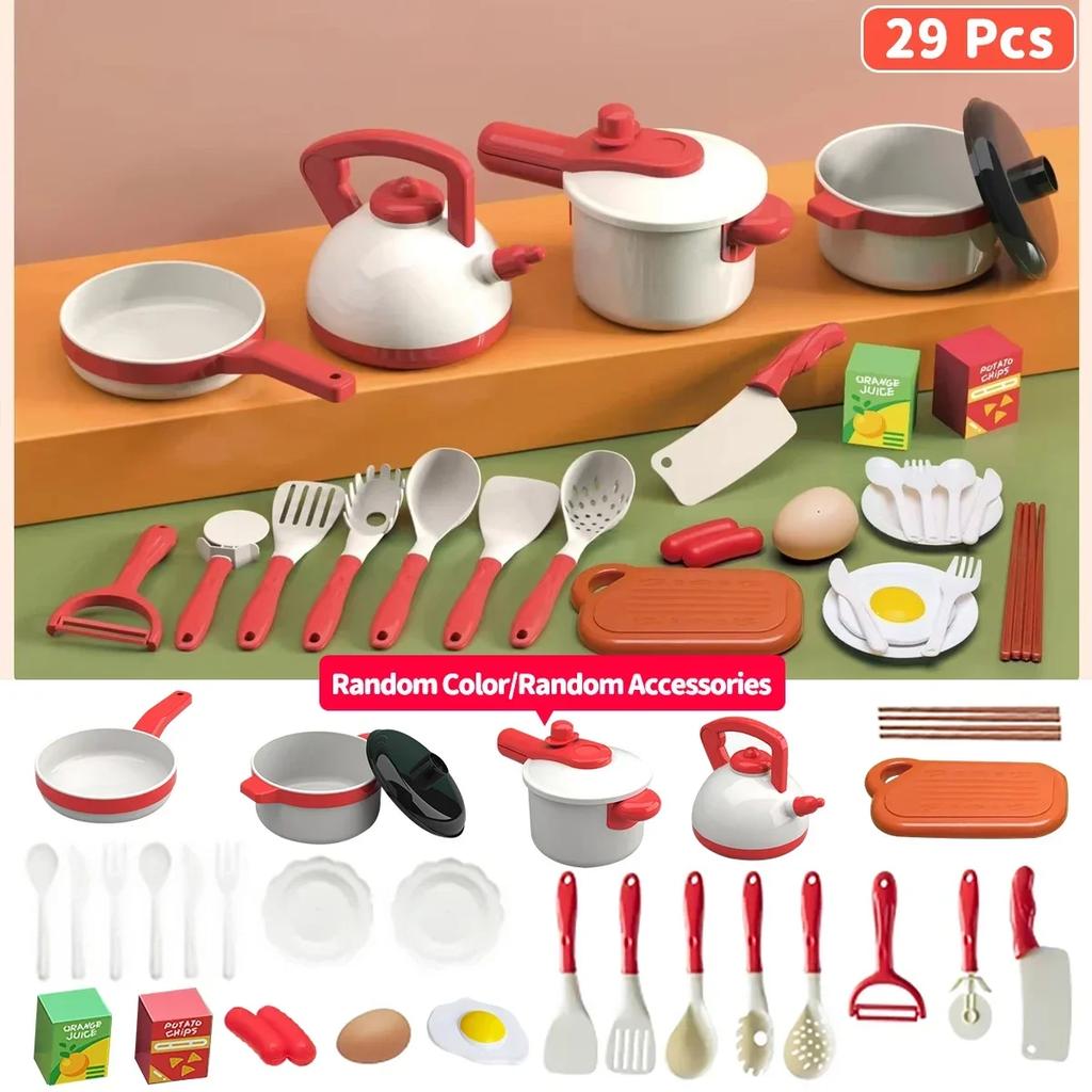 Non-Toxic Children Pretend Play Simulation Kitchen Toys Set Cookware Fruits Cutting Kitchen Accessories Cooking Toys For Kids Children Gifts