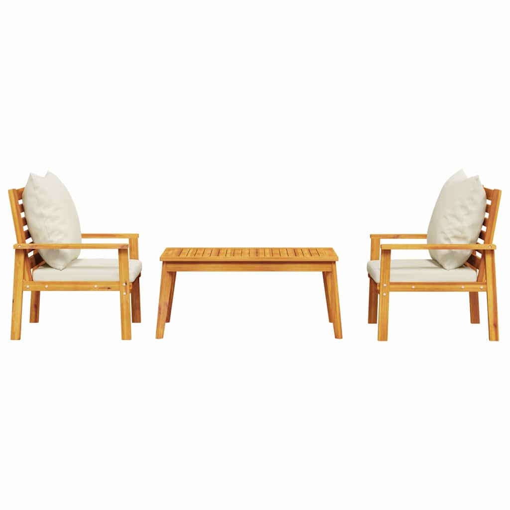 3 Piece Garden Lounge Set with Cushions Solid Acacia Wood