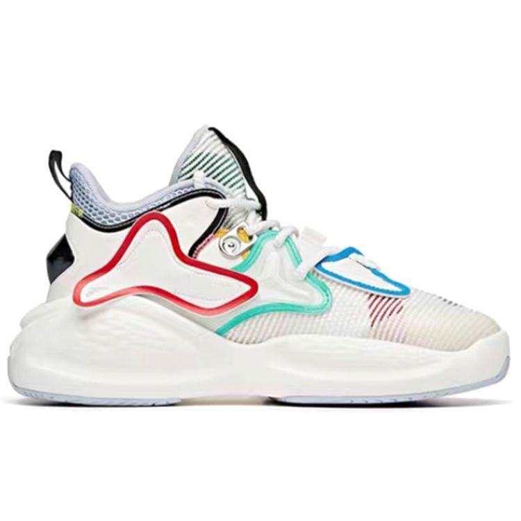 Anta Dominator Shock Absorbing Non-Slip Durable Mid-Top Sports Casual Shoes Women Sneakers White Blue Yellow 122038085S-3