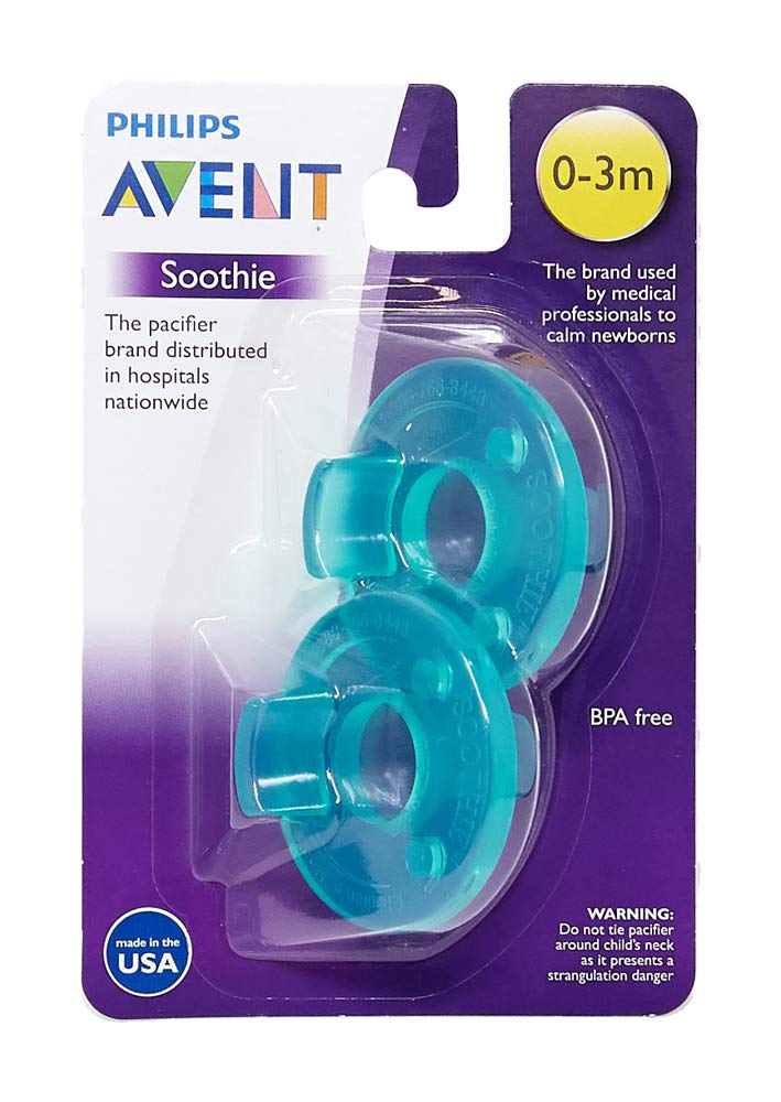Philips 2 Pack AVENT Soothie Pacifier, Green, 0-3 Months