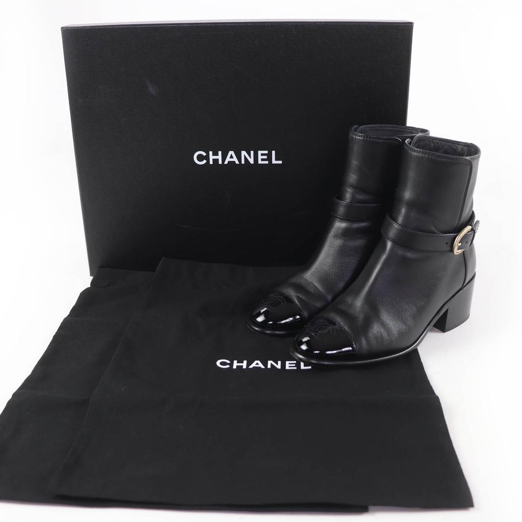 Great CHANEL short boots COCO Mark Leather Ankle Boots black Women 35 22B G38067 Used