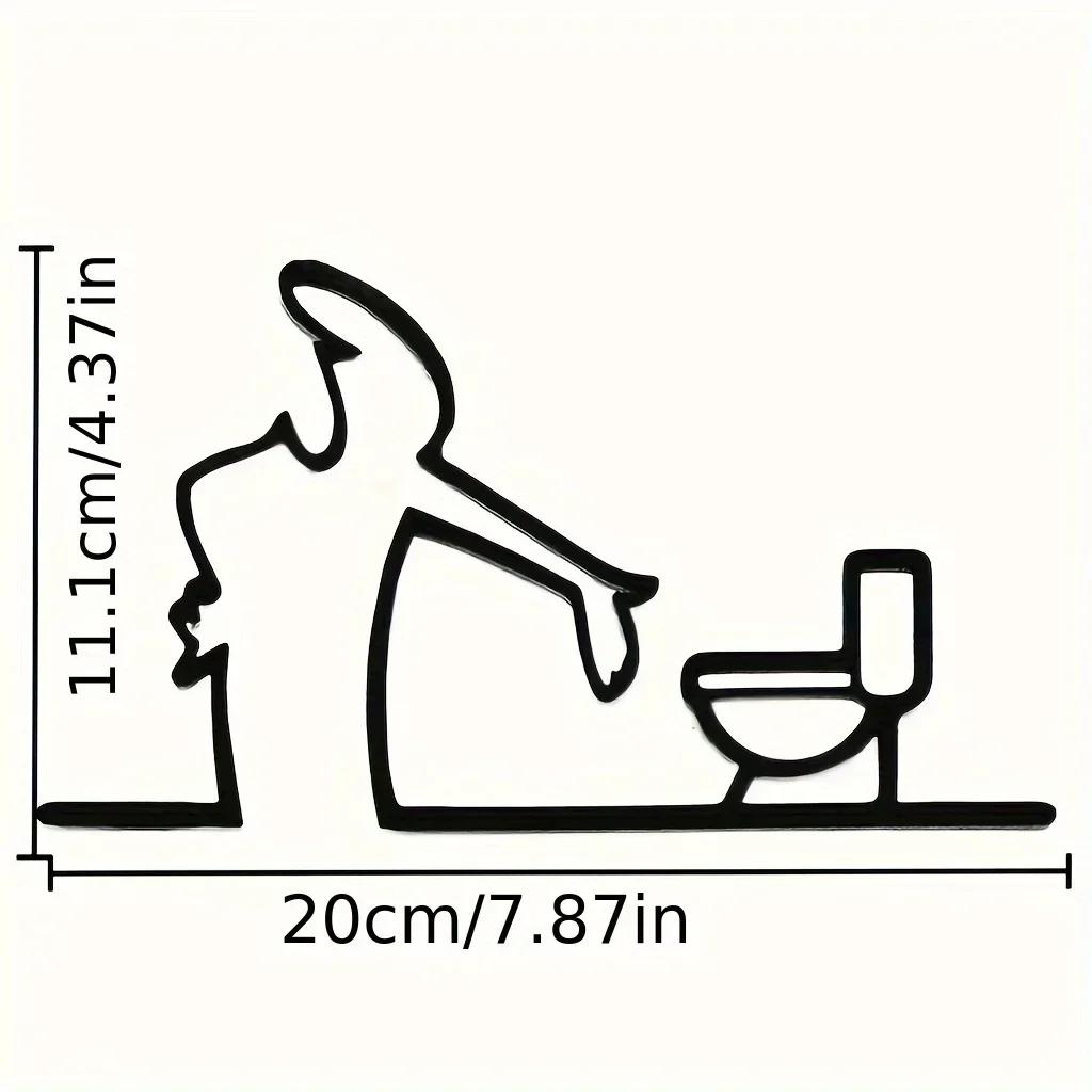 New Metal Wall Decor 2D Flat Metal Toilet WC Sign Creative Black Frame Modern Home Decor for Bathroom Home Wall Art Decoration