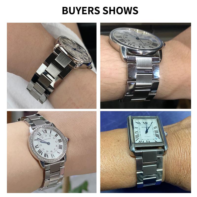 For Cartier Tank Solo Ronde Series Steel Watch Strap Watchchain W5200014 Men's and Women's Flat Interface Watch Band 16-23mm
