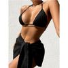 Sexy Weiß Halter 3PCS Gebunden Rock Bikini Set Frauen Hohe Taille Geschnitten Badeanzug Weiblichen Push-UP Bademode Backless Badeanzug