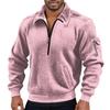 Men's Solid Color Corduroy Zipper Neck Long Sleeve Top Men's Casual Lapel Top