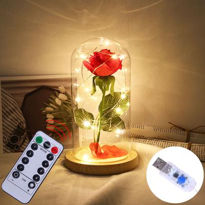Optical Fiber String Night Light Lamp Color Changing Party Artificial Rose Led Glass Bottle Lamp Night Light Home