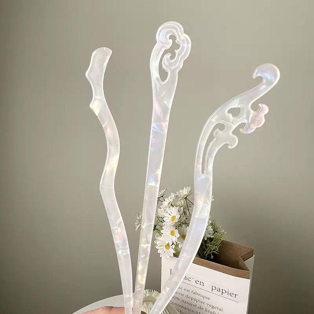 Mode Acetat Essstäbchen Haarstäbe für Frauen Mädchen Muschel Haarspange Haarnadeln Haarklammern Haarknotenmacher Hochzeit Haarschmuck