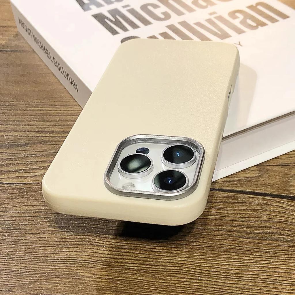 Custodia per telefono in pelle opaca di lusso per iPhone 16 15 14 Plus 13 12 11 Pro Max XS Max XR Protezione dell'obiettivo Custodia in silicone antiurto