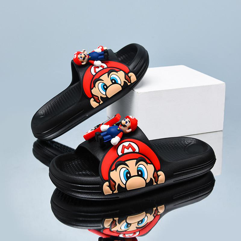 Comfortable Cartoon Mario Boys' Slippers Lightweight Soft Bottom Non-slip Design Perfect For Summer Wear