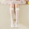 Soft & Breathable Girls Under Knee Length Socks Lovely Bowknot Accent Middle Tube Socks Stockings Enjoy Sweet Charm