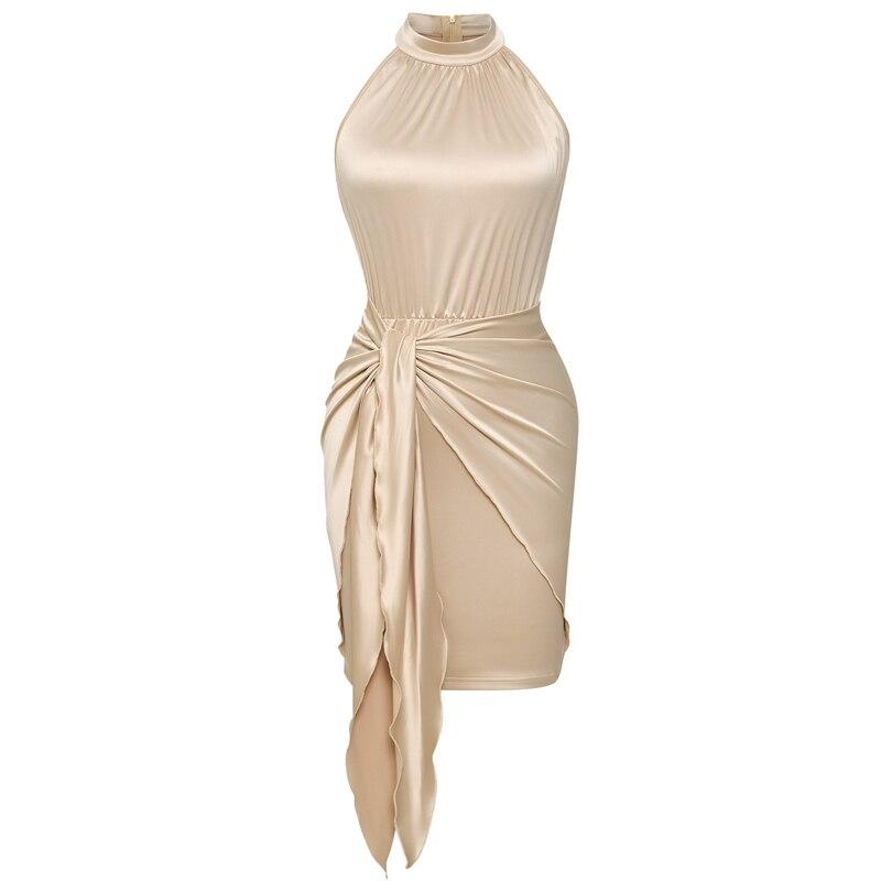 Kvinnor Casual Party Club Pencil Dress Ärmlös Sommar Sexig Klänning Spets Satin Slim Grön Grimma Korta Klänningar Elegant 25315