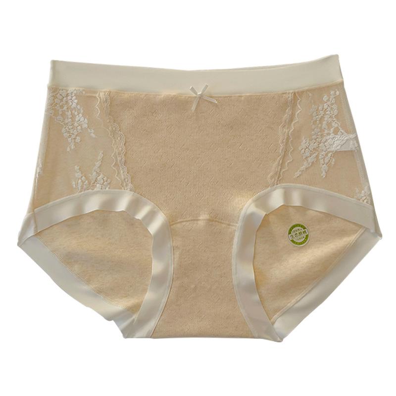 Plus Size High Waist Lace Cotton Extended Crotch Antibacterial Underwear