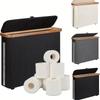1 Stück Bambusabdeckung Taschentuchrollen-Aufbewahrungskorb Stoff mit Abdeckung Faltbarer Toilettenpapier-Kleinkram-Aufbewahrungskorb