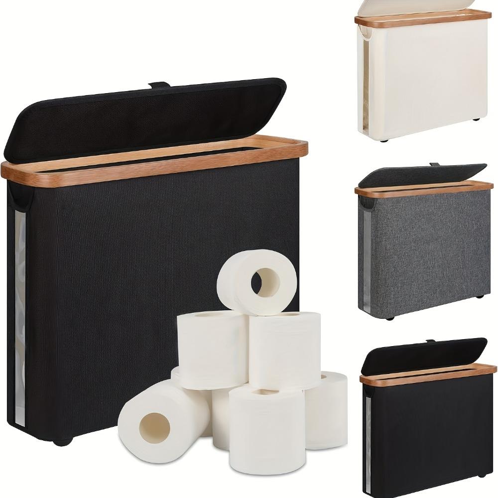 1PC Bamboo Cover Tissue Roll Storage Basket Fabric with Cover Foldable Toilet Paper Sundries Storage Basket чёрный 2330₽