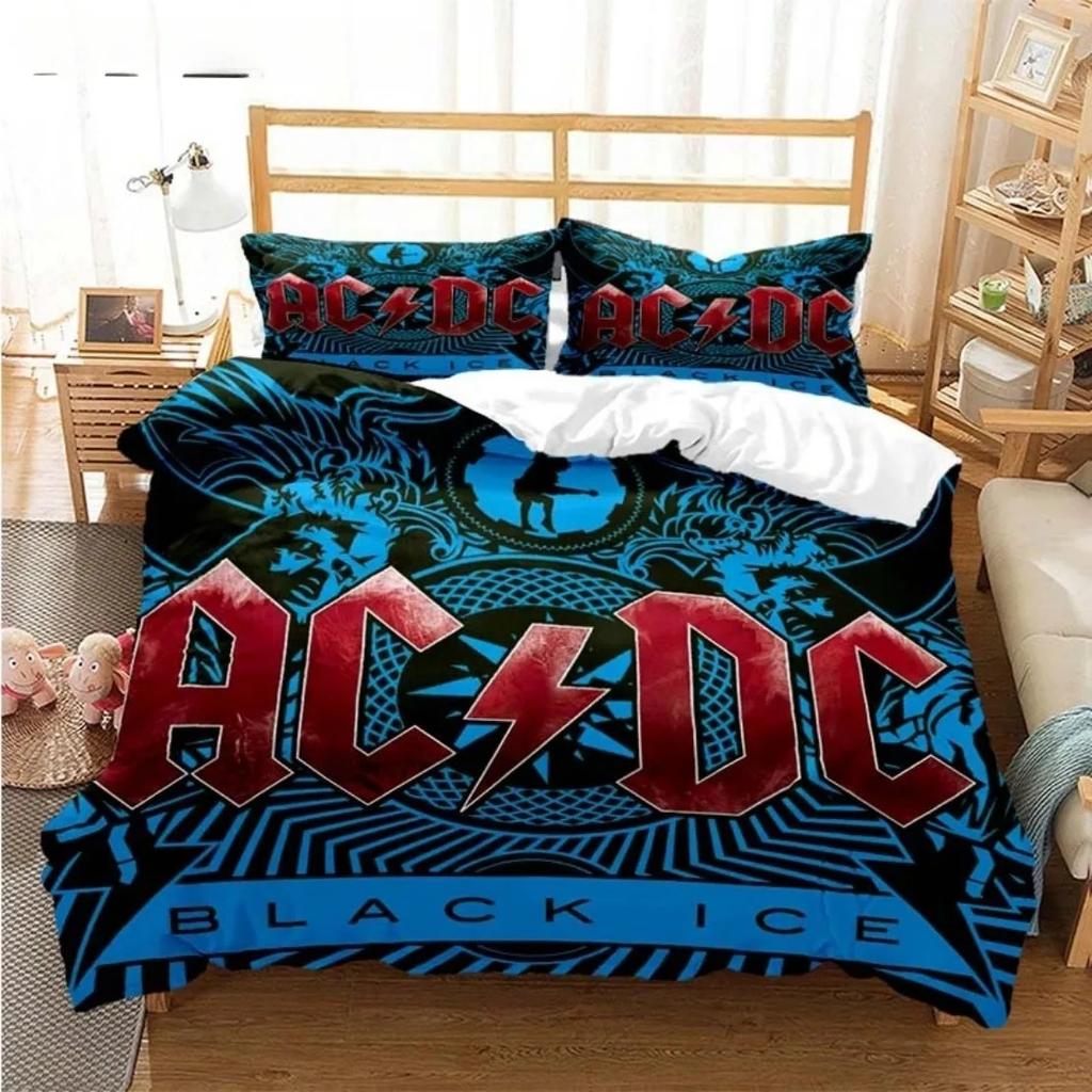 Comforter Fashion Ac/Dc Rock Band Bedding Set Ac/Dc Band Pattern Twin Full Queen King