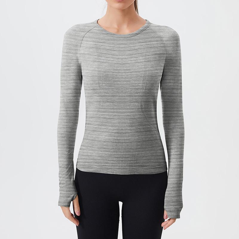 

Женский топ с длинным рукавом облегающего кроя для йоги и бега - Дышащий однотонный дизайн L