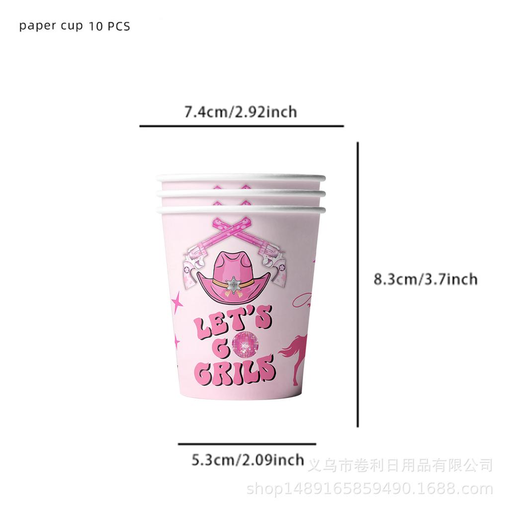 Custom Pink Denim Theme Party Supplies Denim Party Decoration Arrangement Banner Flag Party Paper Plate Tableware