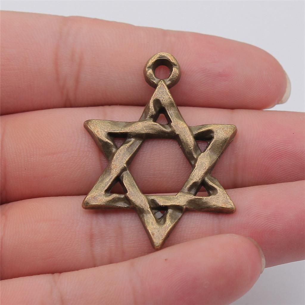 Hexagram Star of David Amulet Charm Antique Bronze Zinc Alloy Jewelry Making Supplies Craft Supplies Jewelry Charms