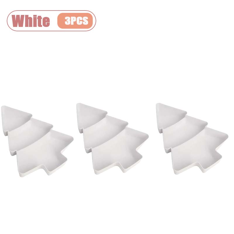 1-10PCS Plastic Divided Fruit Tray Christmas Tree Candy Dish Snack Plate Decorative Compartment Serving Tray for Living Room