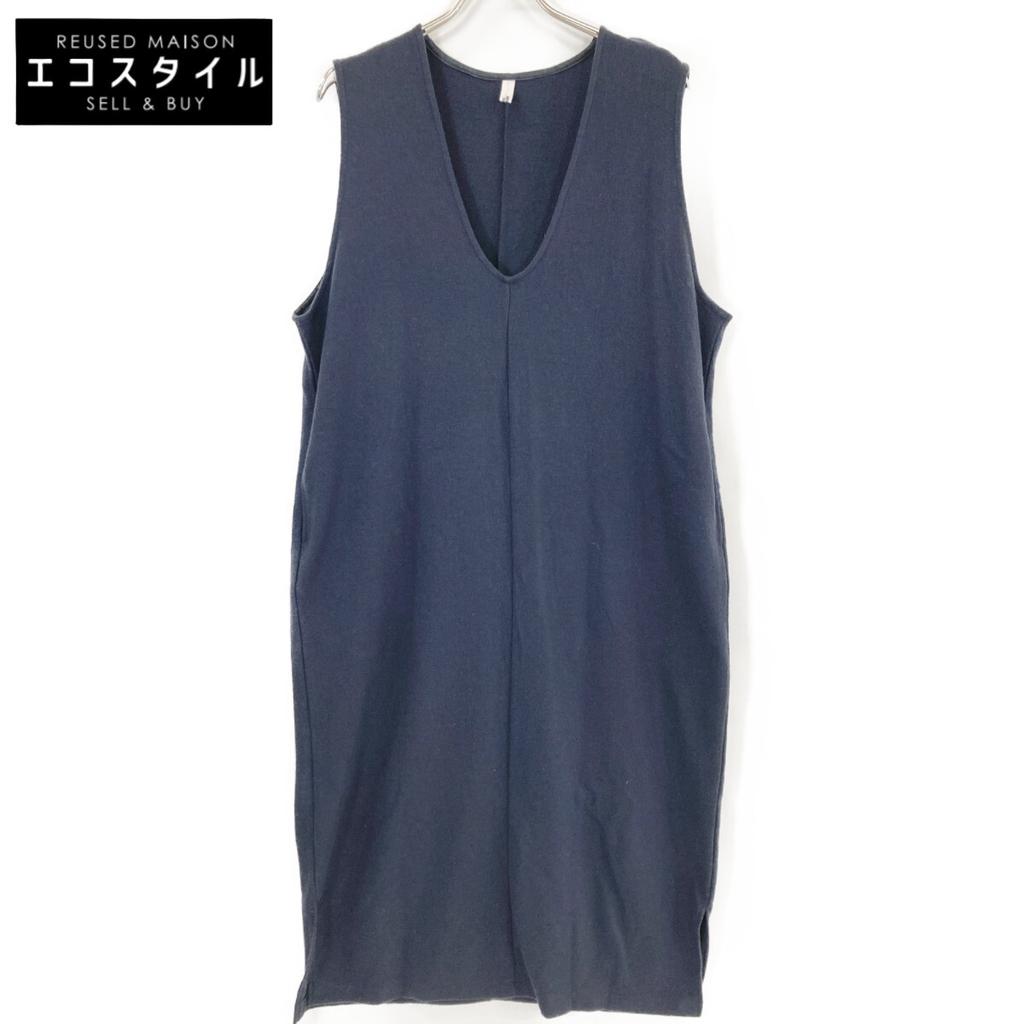 UNIVERSAL TISSU Navy Wool Sleeveless One-piece Dress Not Written NavyUsed