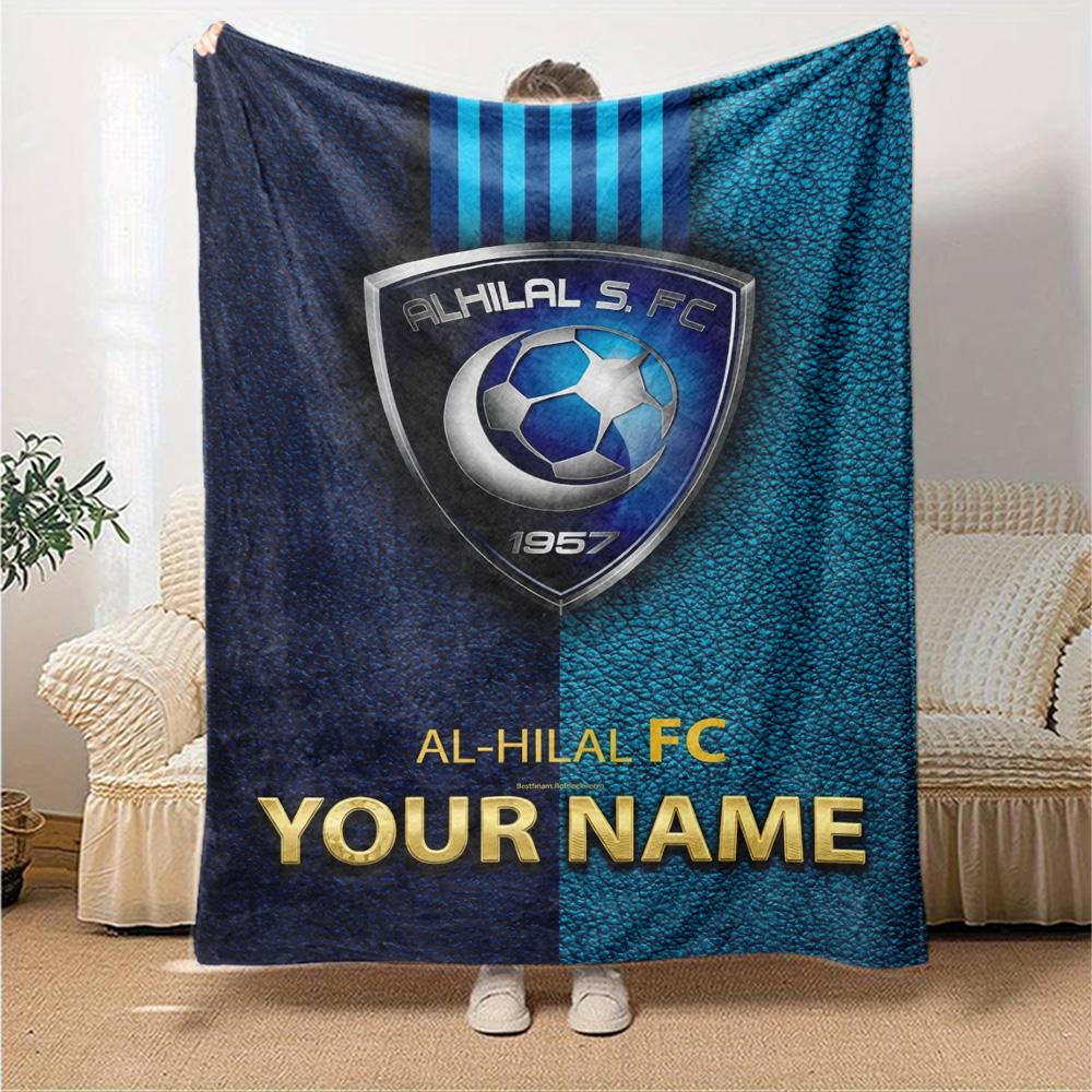 Name Custom Al-Hilal Print Flannel Blanket High Quality Warm Comfortable Cover for All Seasons Perfect for Gifts Home Decor