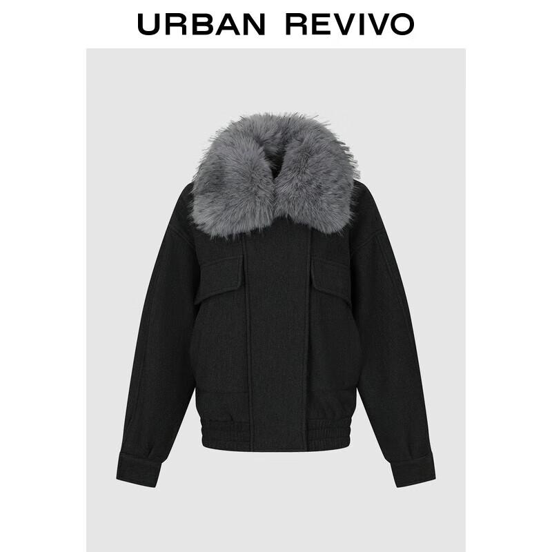 

UR2025 Женское свободное зимнее пальто с комбинированным меховым воротником M