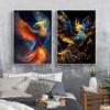 Retro Fantasy Golden Style Legends Phoenix Bird Animal Art Poster Canvas Painting Wall Prints Picture for Living Room Home Decor