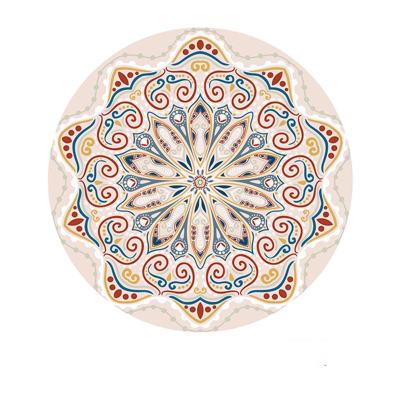 Mandala Muster Runder Teppich Boho Ethno Stil Heimdeko Teppich Geometrisches Design Modern Künstlerische Innenmatte für Wohnzimmer