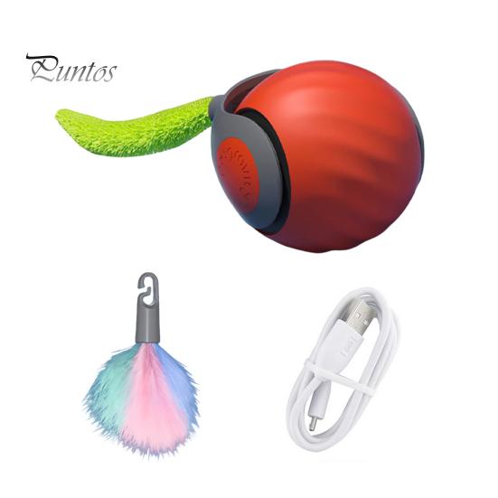 

Інтерактивна котяча іграшка з м’ячиком, що котиться, автоматичний рухомий м’яч із плюшевим хвостом, що перезаряджається, для котів у приміщенні помаранчевий