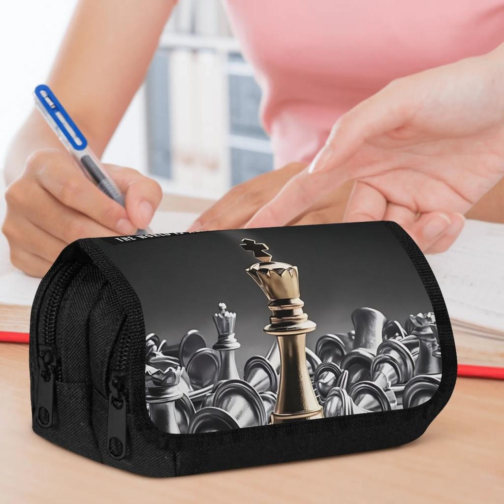 Double Layer Pencil Case, Vibrant Printed Pencil Pouch with Game Changer Ambition Design, Fashion Storage Bag, Portable Pencil Case with Zipper, Durab