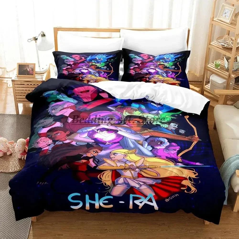 New She Ra And The Princesses Of Power Bedding Set Single Twin Full Queen King Size Bed Set Bedroom Duvetcover Sets Anime