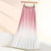 Women's Gradient Pleated Midi Skirt: Classic A-Line Slimming Design for Spring & Summer