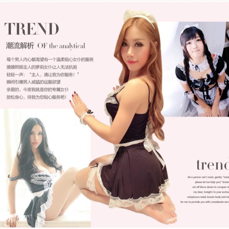 Sexy Lingerie Sexy Uniform Seduction Maid Suit Cosplay Mesh Backless Maid European American Maid
