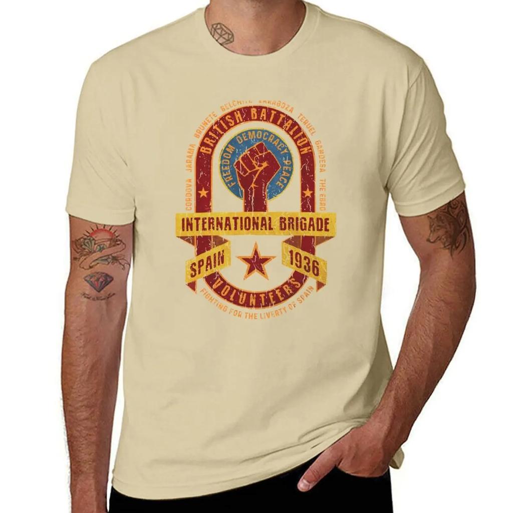 International Brigade - British Battalion T-shirt for a boy customs oversizeds quick-drying designer t shirt men