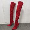 Footwear Thigh High Shoes for Woman Big Red Women's Boots Above Over The Knee with Laces Lace-up Pointed Toe Very Heel Work Pu