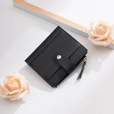 1 Pcs Pu Leather Purse Female Card Coin Holder Small Wallets Credit Cards Short Wallets Fashion Women's Wallet Zipper Pocket