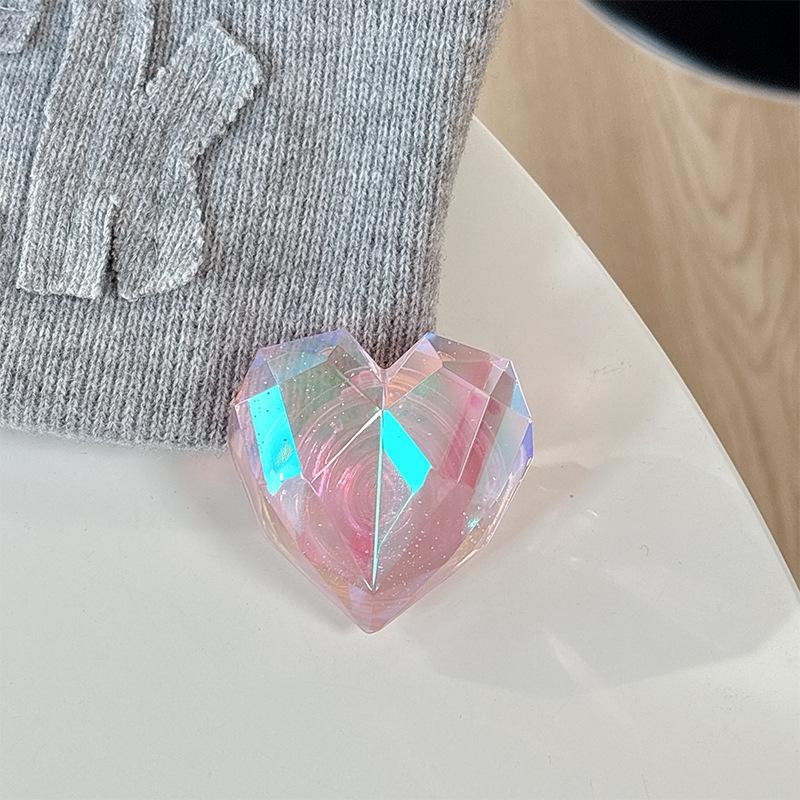 Magnetic Paste Three-Dimensional Laser Heart-Shaped Creative Desktop Drama Mobile Phone Airbag Bracket Transparent Telescopic Ring