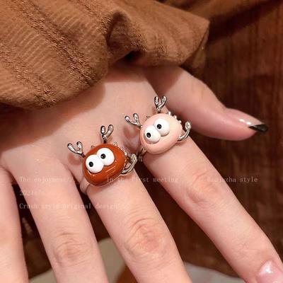 Cute Big-Eyed Boy, Open Ring, Girl Niche Design, Fashionable Personality, Index Finger Ring, Girlfriend, Couple, Versatile Ring.
