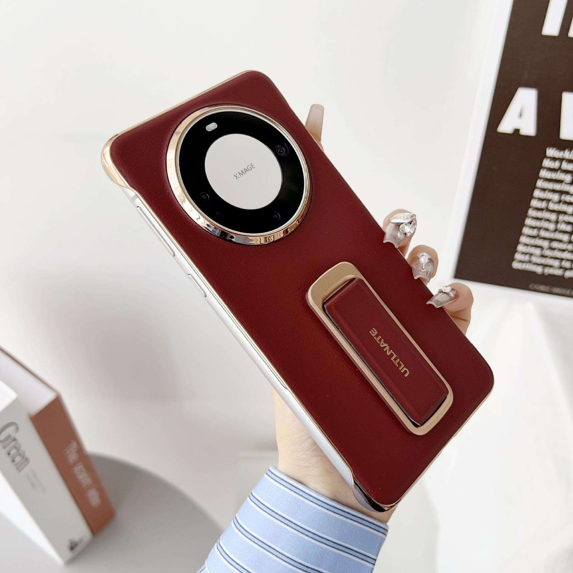 Applicable to Huawei Mate80RS rotating bracket mobile phone case P70p leather mate60 borderless anti-drop protective case Mate80promax красный