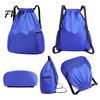 Swimming Gear Bag Sports Backpack, Drawstring Gym Backpack with Side Mesh Pockets, Double Pocket Waterproof Workout for Basketball Soccer Swim