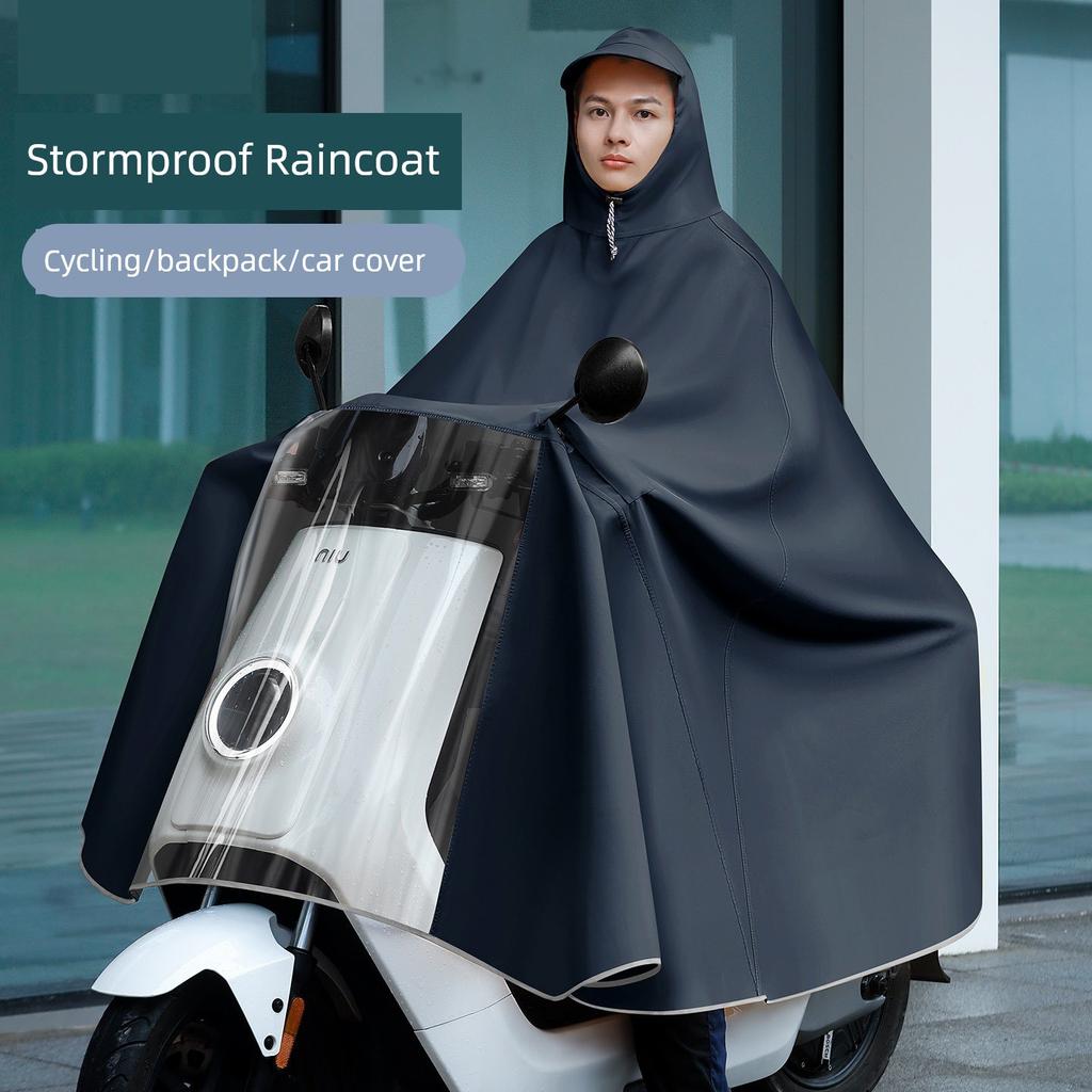 Raincoat for Electric Vehicles, Enlarged and Thickened, for Single or Double Riders, Unisex, Long Version, Full-Body Storm-Proof Poncho