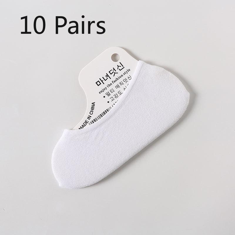 10 Pairs of  Women's Summer Ultra Thin Candy Color Versatile Breathable Silicone Invisible Boat Socks