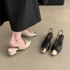 Women's bag head sandals women's summer wear new Chinese style gentle fairy skirt French temperament evening thick heel single shoes