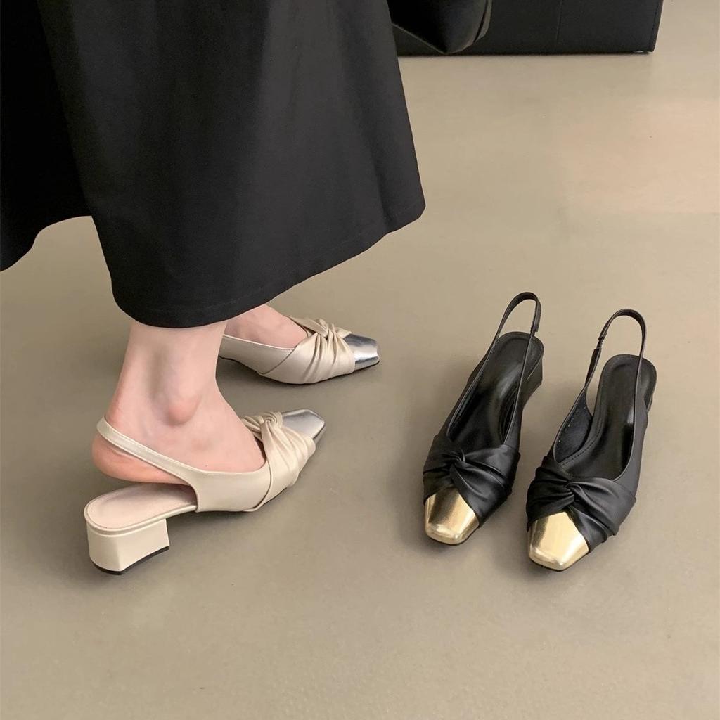 Women's bag head sandals women's summer wear new Chinese style gentle fairy skirt French temperament evening thick heel single shoes