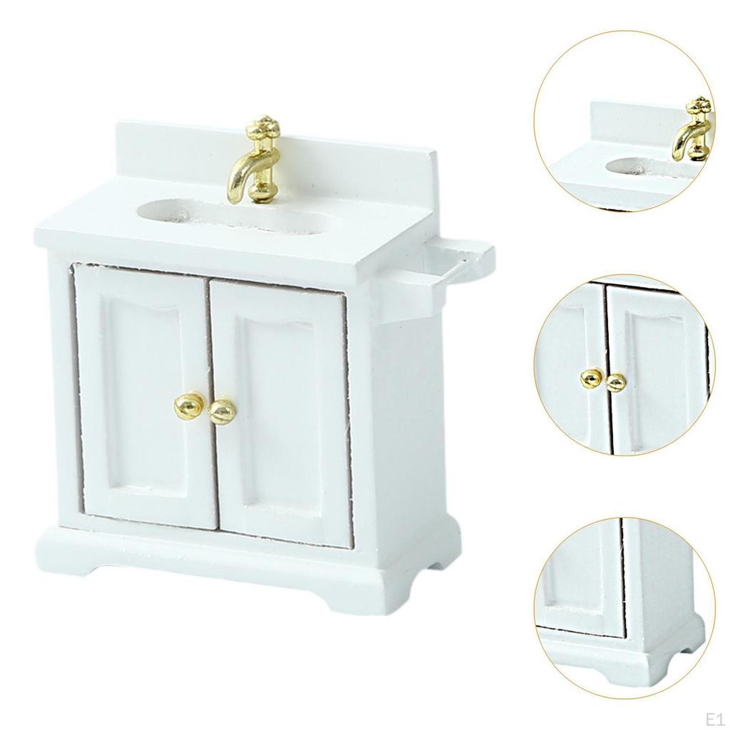 Bathroom Storage for Dollhouse with Sink in 1/16 Scale