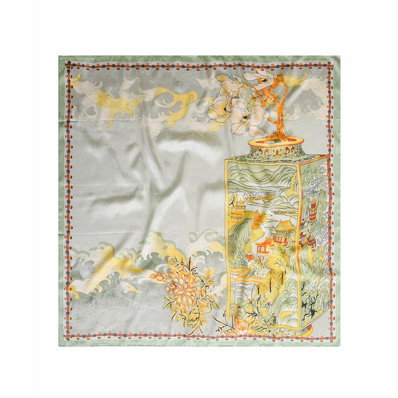 1116 new pastoral silk scarf spring and summer versatile temperament scarf shawl dual-purpose French simple simulation silk square scarf