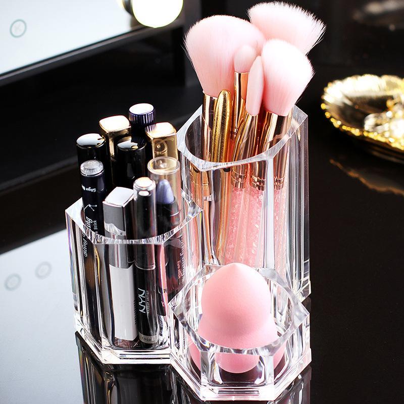 Acrylic Transparent Cosmetic Holder Makeup Brushes Tool Storage Box Case Make-Up Brush Holder Table Organizer Makeup Tool